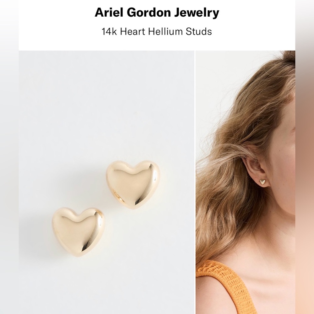 Ariel Gordon 14K Gold Hellium Heart Studs